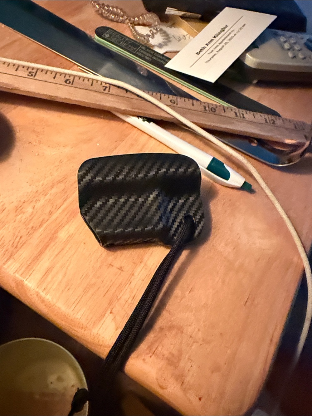 Carbon-Fiber Textured Small Holster Pouch with Black Plastic Lanyard